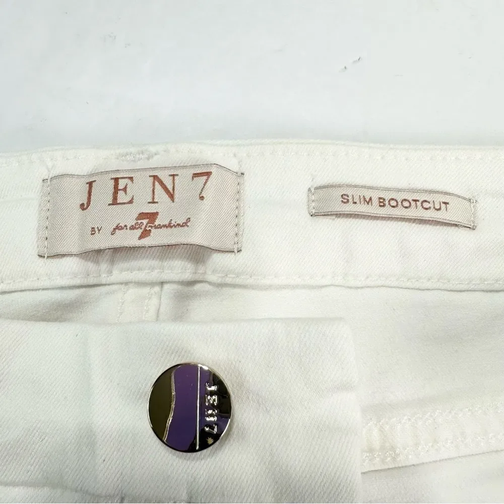 NWT Jen7 for 7 For All Mankind White Jeans Slim Bootcut Size 14